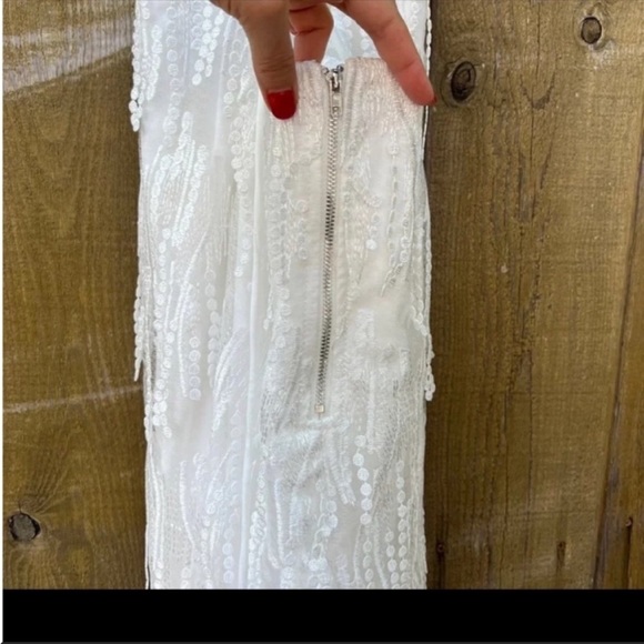 White Fringe Lace-Up Backless Mini Cocktail Dress - Picture 5 of 6